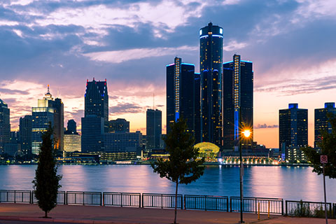 This is a stock photo. The cityscape of Detroit, Michigan. 